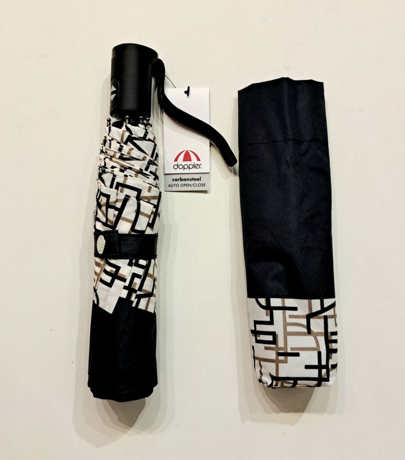 Parapluie pliant mini open-close imprimé classique noir & blanc élégant Doppler- Léger & solide