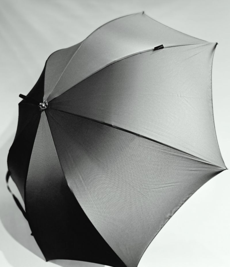 Parapluie Bugatti long élégant automatique uni gris poignée bois châtaignier - Grand & résistant