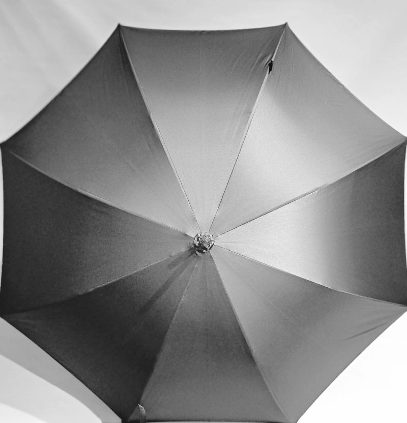 Parapluie Bugatti long élégant automatique uni gris poignée bois châtaignier - Grand & résistant