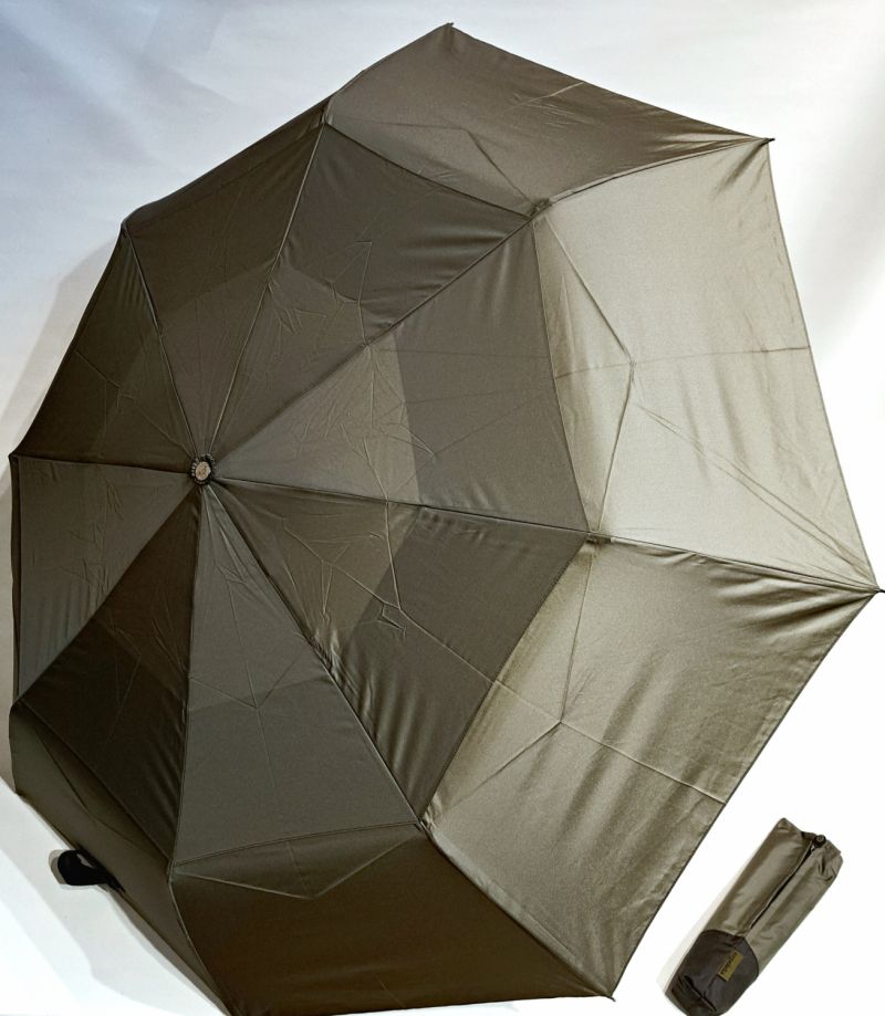 Parapluie golf mini pliant automatique kaki double toile - housse zippée - XXL 125 cm & résistant