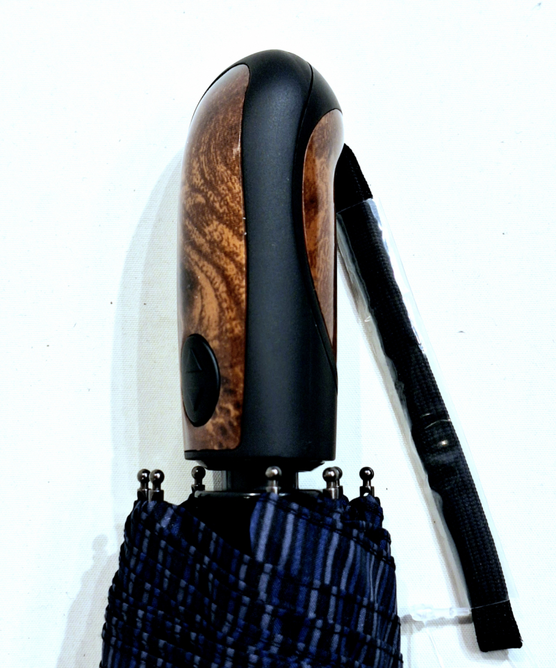 Parapluie pliant Golf Magic XM Business ouvré fermé bleu rayé poignée ergonomique Doppler - 122cm diam