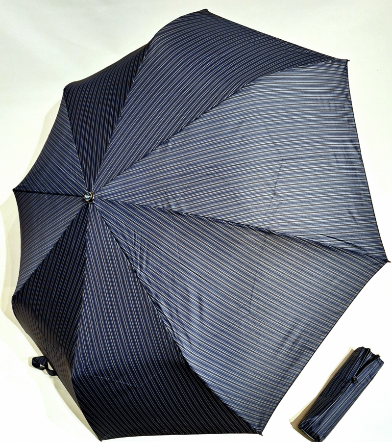Parapluie pliant Golf Magic XM Business ouvré fermé bleu rayé poignée ergonomique Doppler - 122cm diam