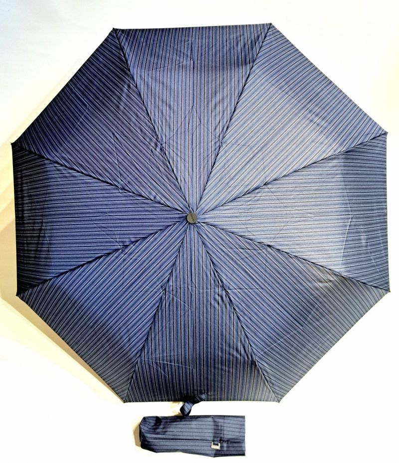 Parapluie pliant mini open-close bleu imprimé de rayure Elégant - Léger & solide - Magic Doppler