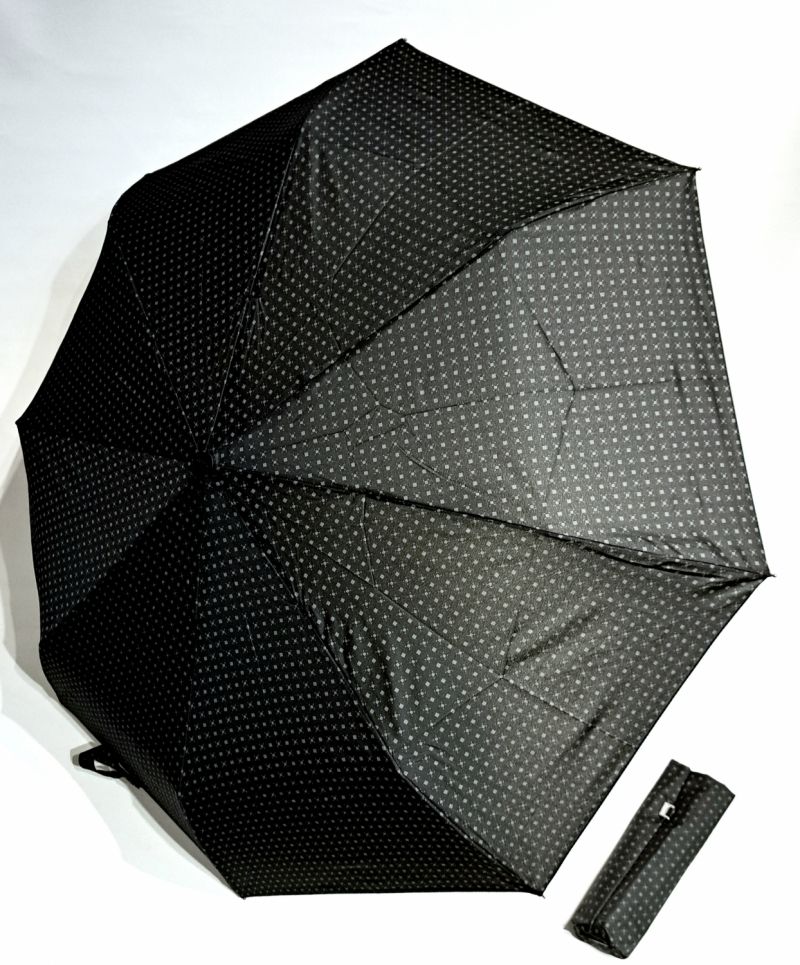 Parapluie mini open-close noir imprimé petits carreaux étoilés Elégant - Léger & solide - Magic Doppler