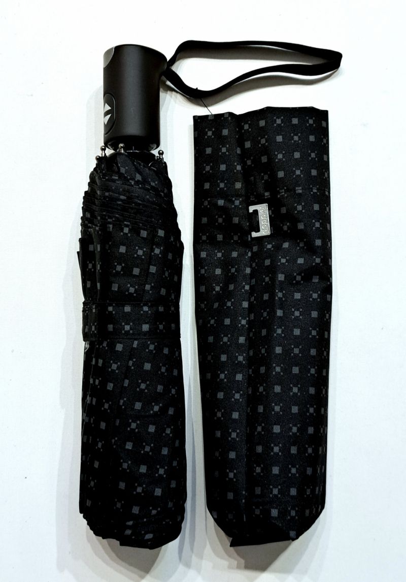 Parapluie mini open-close noir imprimé petits carreaux étoilés Elégant - Léger & solide - Magic Doppler