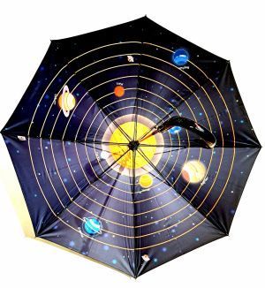 Parapluie long automatique doublé noir & bleu intérieur la galaxy - Grand & solide - anti uv 100%