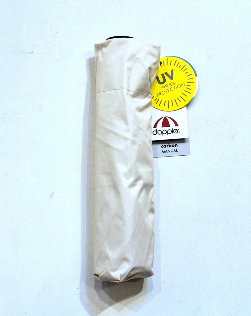 Parapluie mini pliant Anti UV 100% Beige / Noir manuel Ultra léger 135g - Doppler pas cher