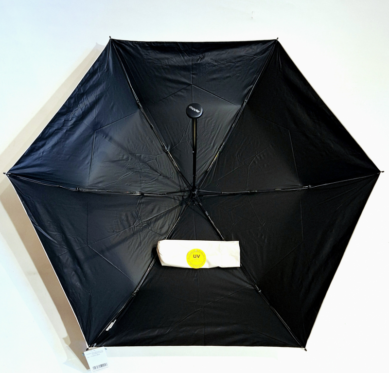 Parapluie mini pliant Anti UV 100% Beige / Noir manuel Ultra léger 135g - Doppler pas cher