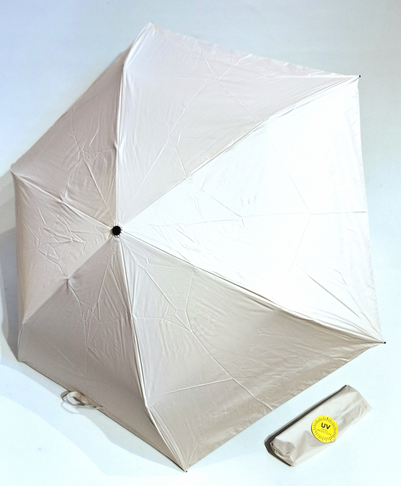 Parapluie mini pliant Anti UV 100% Beige / Noir manuel Ultra léger 135g - Doppler pas cher