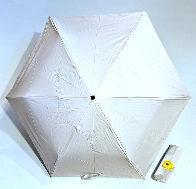 Parapluie mini pliant Anti UV 100% Beige / Noir manuel Ultra léger 135g - Doppler pas cher