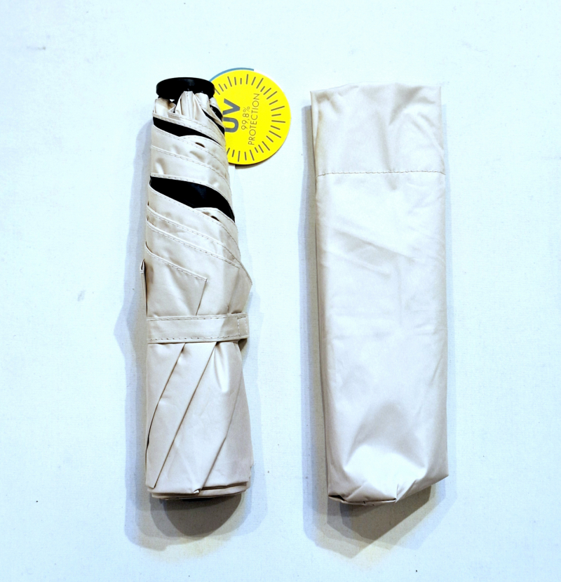 Parapluie mini pliant Anti UV 100% Beige / Noir manuel Ultra léger 135g - Doppler pas cher