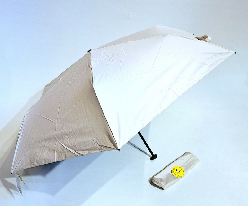 Parapluie mini pliant Anti UV 100% Beige / Noir manuel Ultra léger 135g - Doppler pas cher