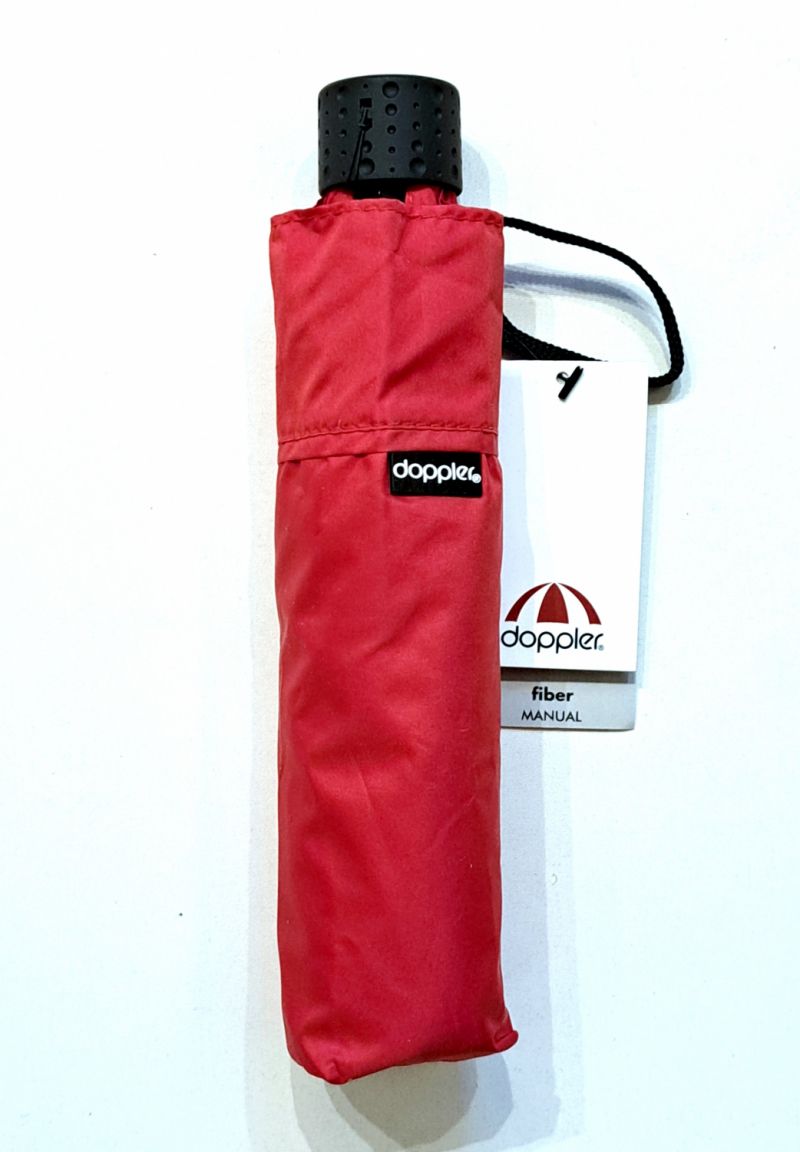  Parapluie Doppler mini uni rouge manuel Plume fiber Havanna - Ultra léger 140g & solide