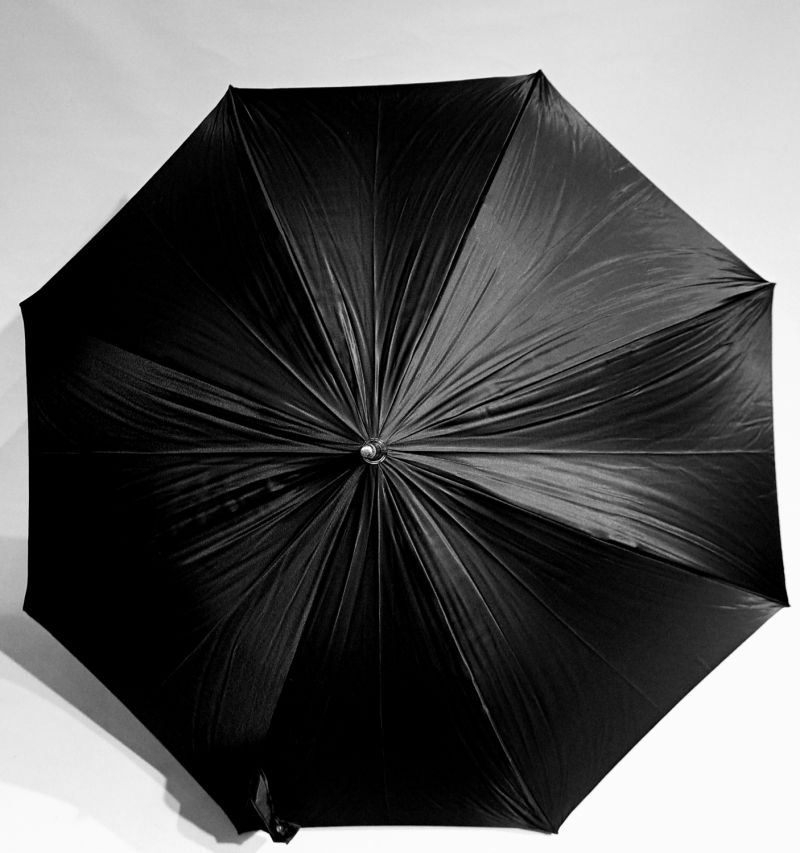 Parapluie élégant long automatique d'une pièce en bois foncé en noir français Tiercé - grand & résistant