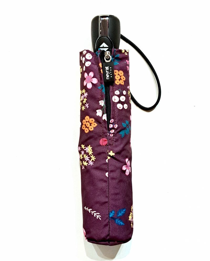  Parapluie pliant bordeaux à motif fleurs folk colorés open close Neyrat Autun - Qualité & solide