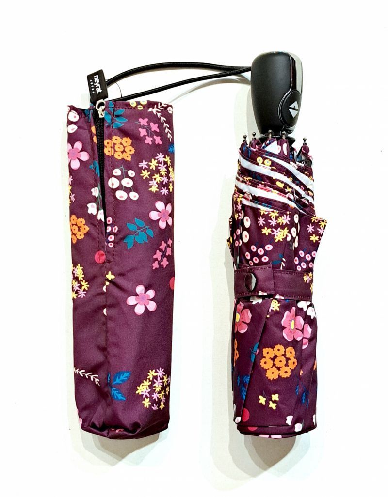  Parapluie pliant bordeaux à motif fleurs folk colorés open close Neyrat Autun - Qualité & solide