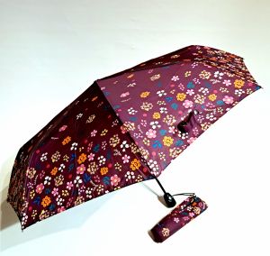  Parapluie pliant bordeaux à motif fleurs folk colorés open close Neyrat Autun - Qualité & solide