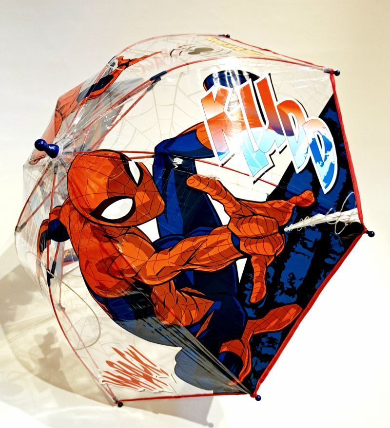 Parapluie enfant cloche transparent manuel / Spiderman Marvel - 3 à 7ans léger & solide