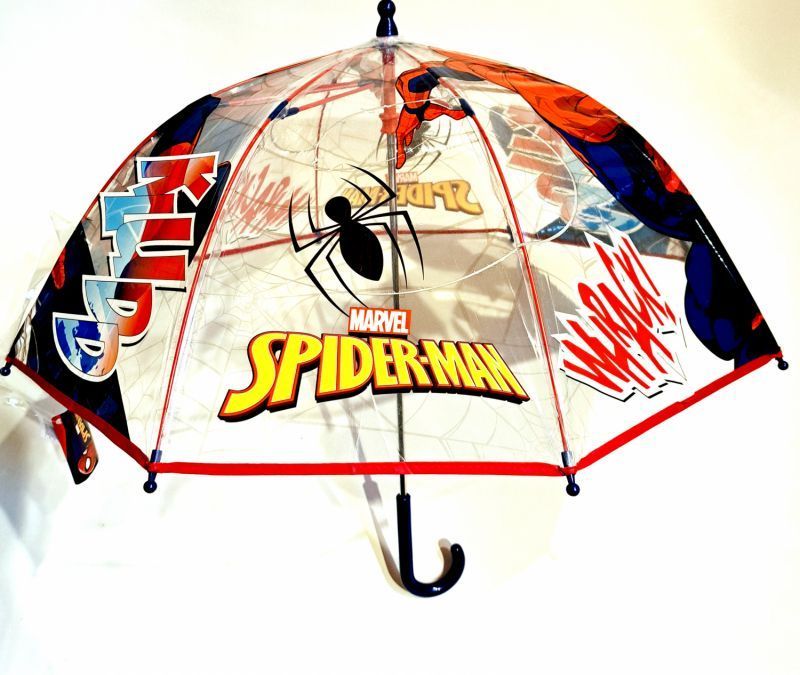 Parapluie enfant cloche transparent manuel / Spiderman Marvel - 3 à 7ans léger & solide