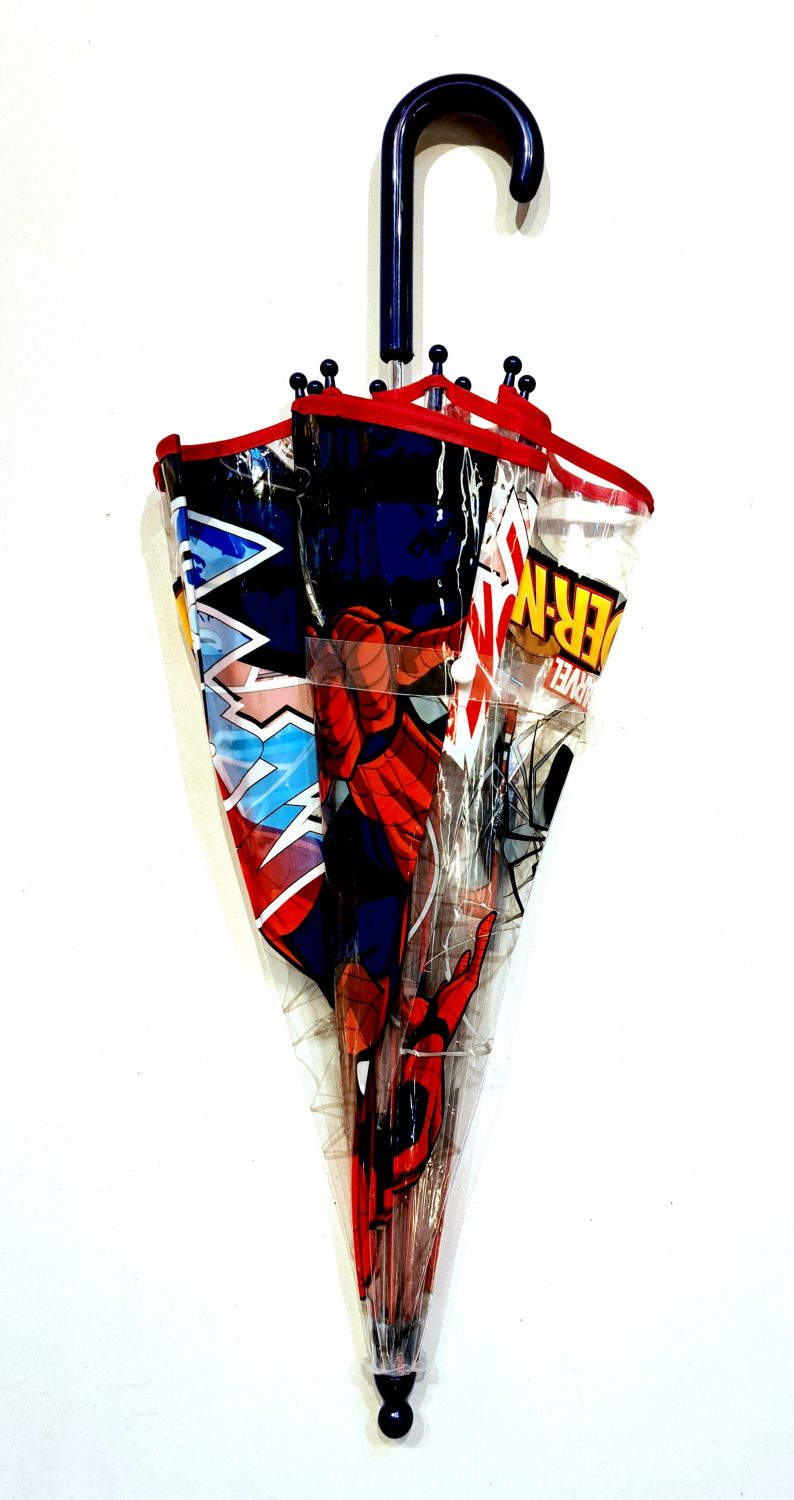 Parapluie enfant cloche transparent manuel / Spiderman Marvel - 3 à 7ans léger & solide