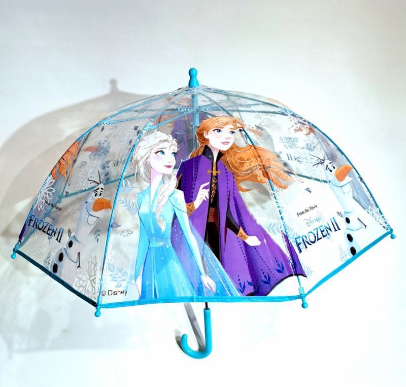 Parapluie enfant cloche transparent manuelle bleu ciel à motif la reine des neiges par Disney - 5 à 10ans solide & pas cher