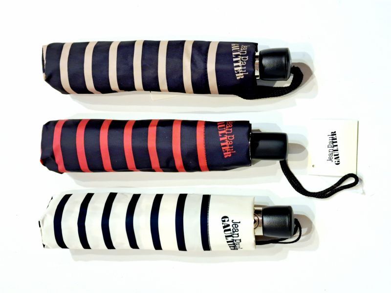 Parapluie français pliant mini ouvrant & fermant marinère noir & rouge - Léger & résistant