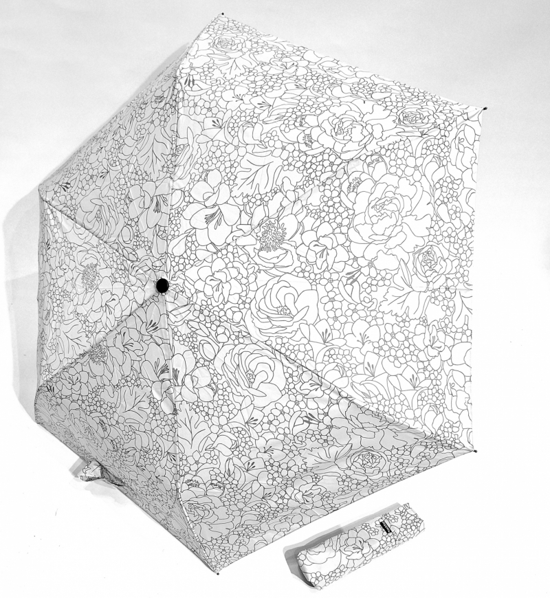 Parapluie Doppler PLUME mini Fiber Havanna imprimé fleurs rose - Ultra léger 100g & Pas cher