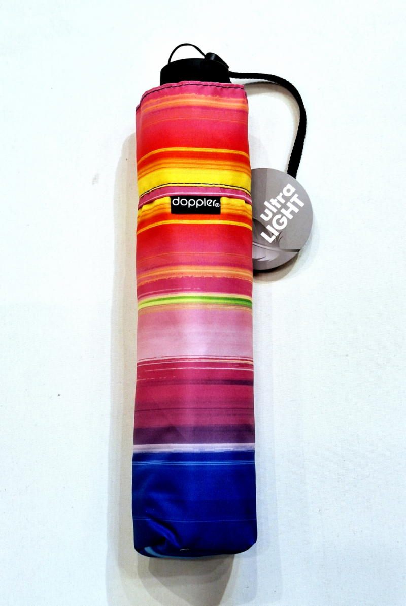 Parapluie Doppler PLUME mini Fiber Havanna multicolore imprimé rayé- Ultra léger & Pas cher