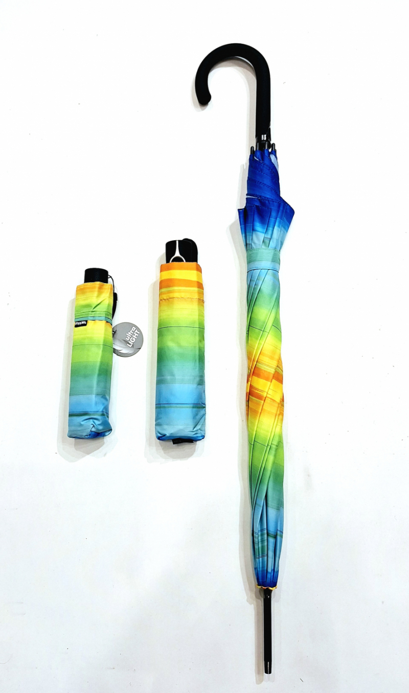 Parapluie Doppler PLUME mini Fiber Havanna multicolore imprimé rayé- Ultra léger & Pas cher
