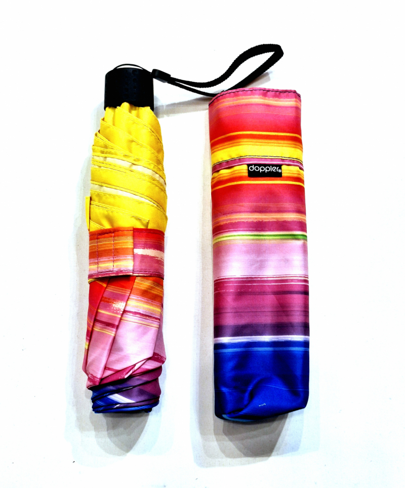Parapluie Doppler PLUME mini Fiber Havanna multicolore imprimé rayé- Ultra léger & Pas cher