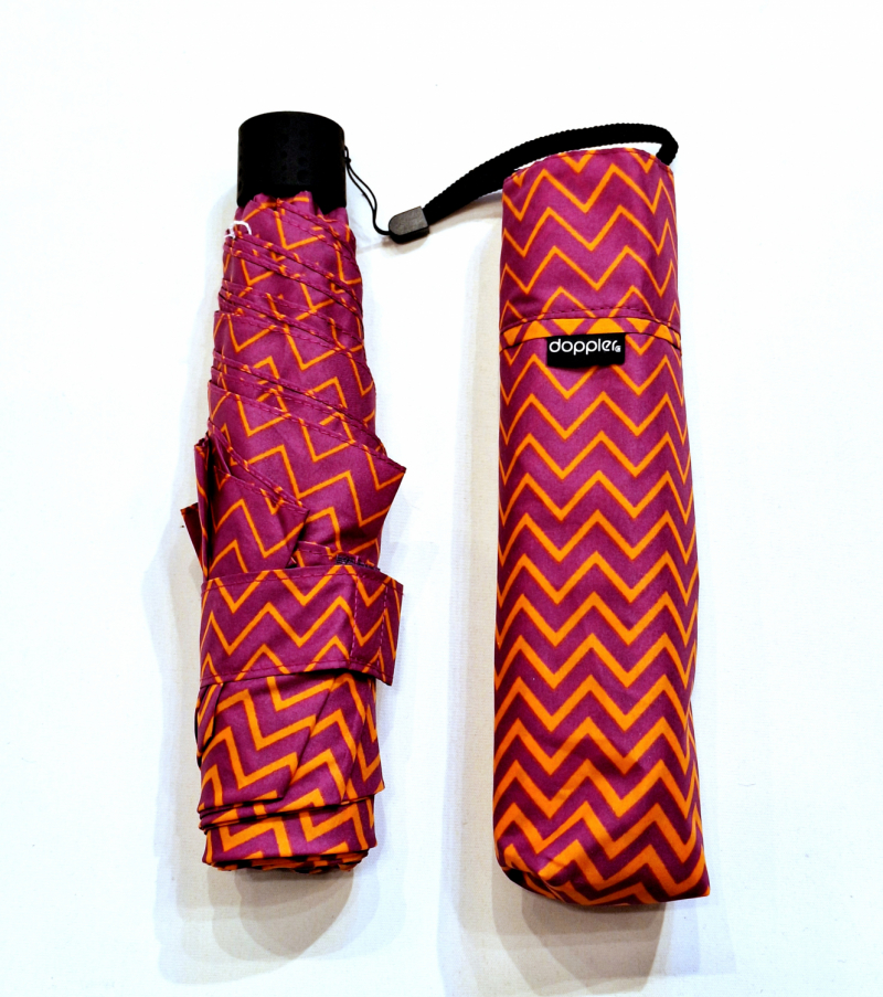 Parapluie Doppler PLUME manuel Fiber Havanna orange & rose imprimé de vagues 20 cm - Ultra léger 140 g & Pas cher
