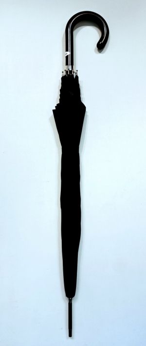 Parapluie élegant coton Anti uv uni noir automatique  bois foncé Français - grand et résistant