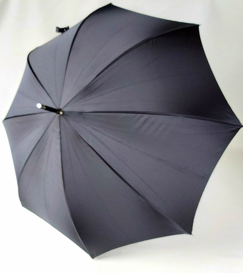 Parapluie long haut de gamme uni noir Piganiol automatique pgn bois, élégant et résistant