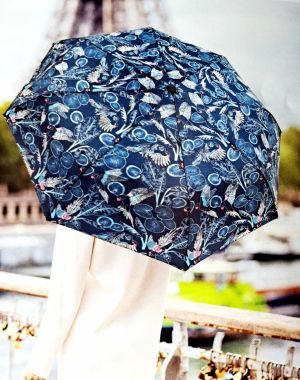  Parapluie mini pliant open close bleu imprimé floral exotique Smati - léger & solide 