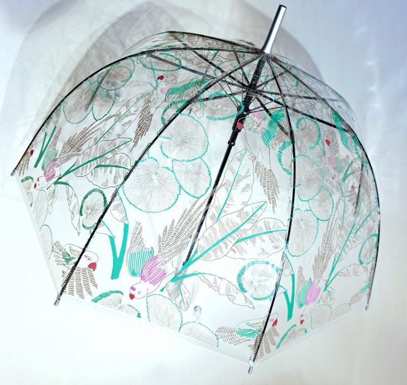 Parapluie cloche transparent plantes exotiques & perroqet Smati Bulle - léger et solide