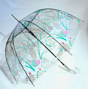 Parapluie cloche transparent plantes exotiques & perroqet Smati Bulle - léger et solide
