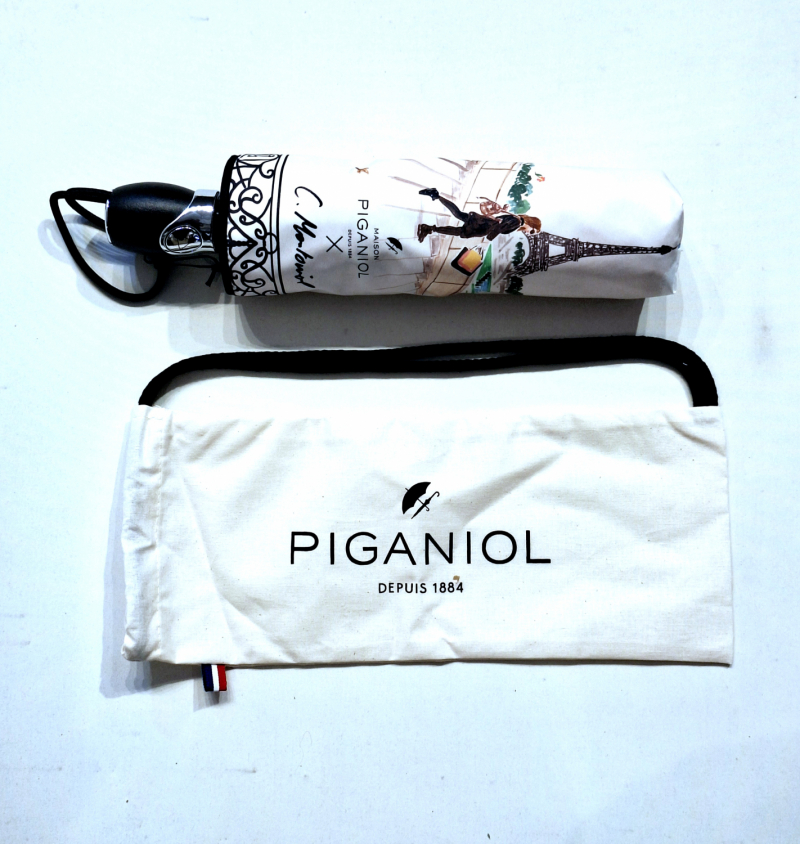 Parapluie pliant français automatique Blanc imprimé Vie Parisienne - anti UV - Original & Coll. Montoniol