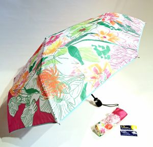 Parapluie pliant français ouvrant fermant rose imprimé bouquet coloré Floraison - anti UV - Original & résistant