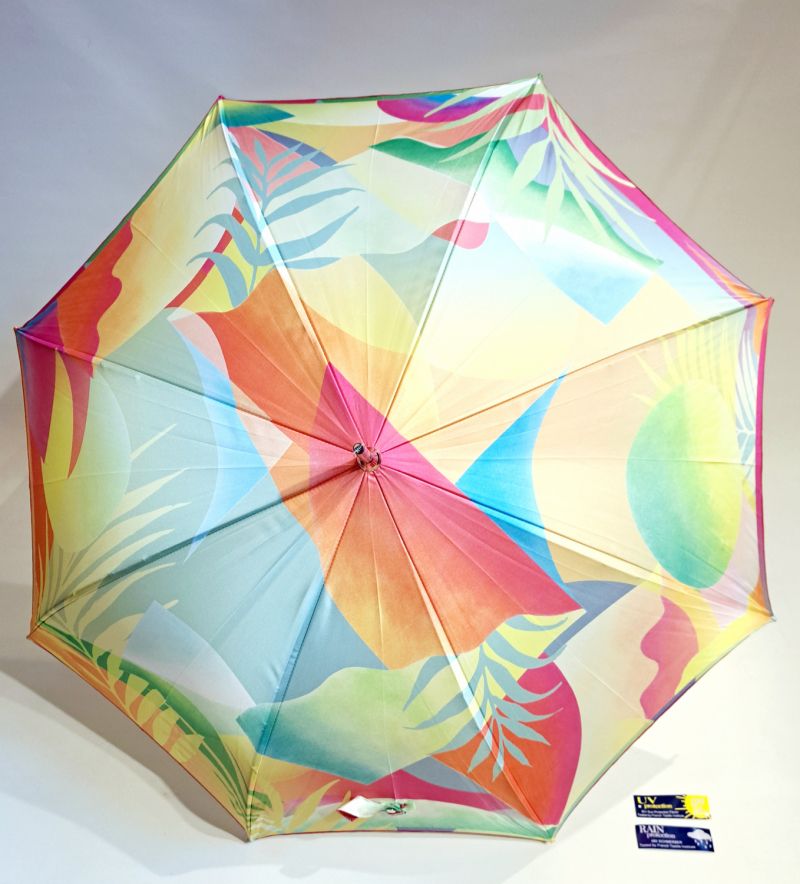 Parapluie grand manuel couleur vive imprimé plante végétale ILLUSION Aurillac - léger & anti vent