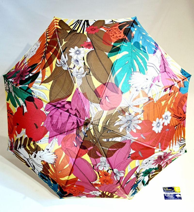 Parapluie grand manuel coloré imprimé plante végétale Paradise Aurillac - léger & résistant