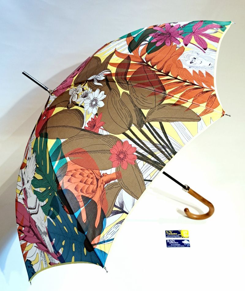 Parapluie grand manuel coloré imprimé plante végétale Paradise Aurillac - léger & résistant