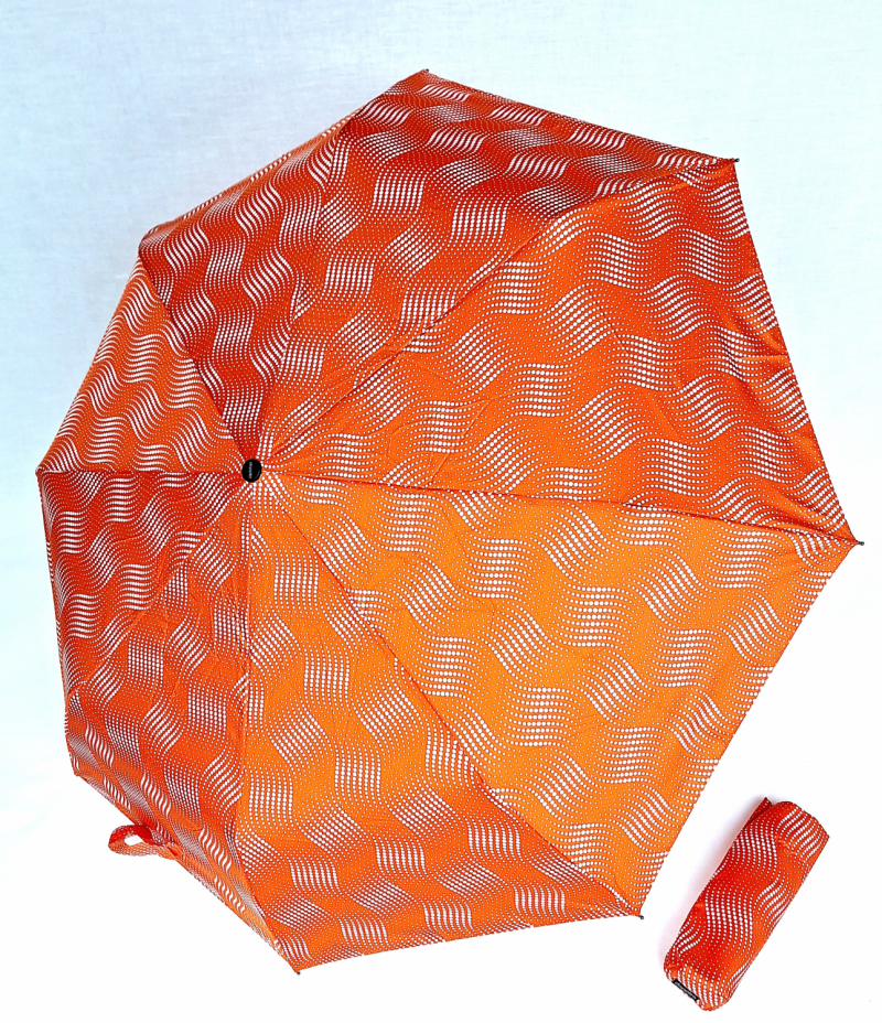 Parapluie pliant mini automatique orange imprimé vague Doppler- Léger & solide