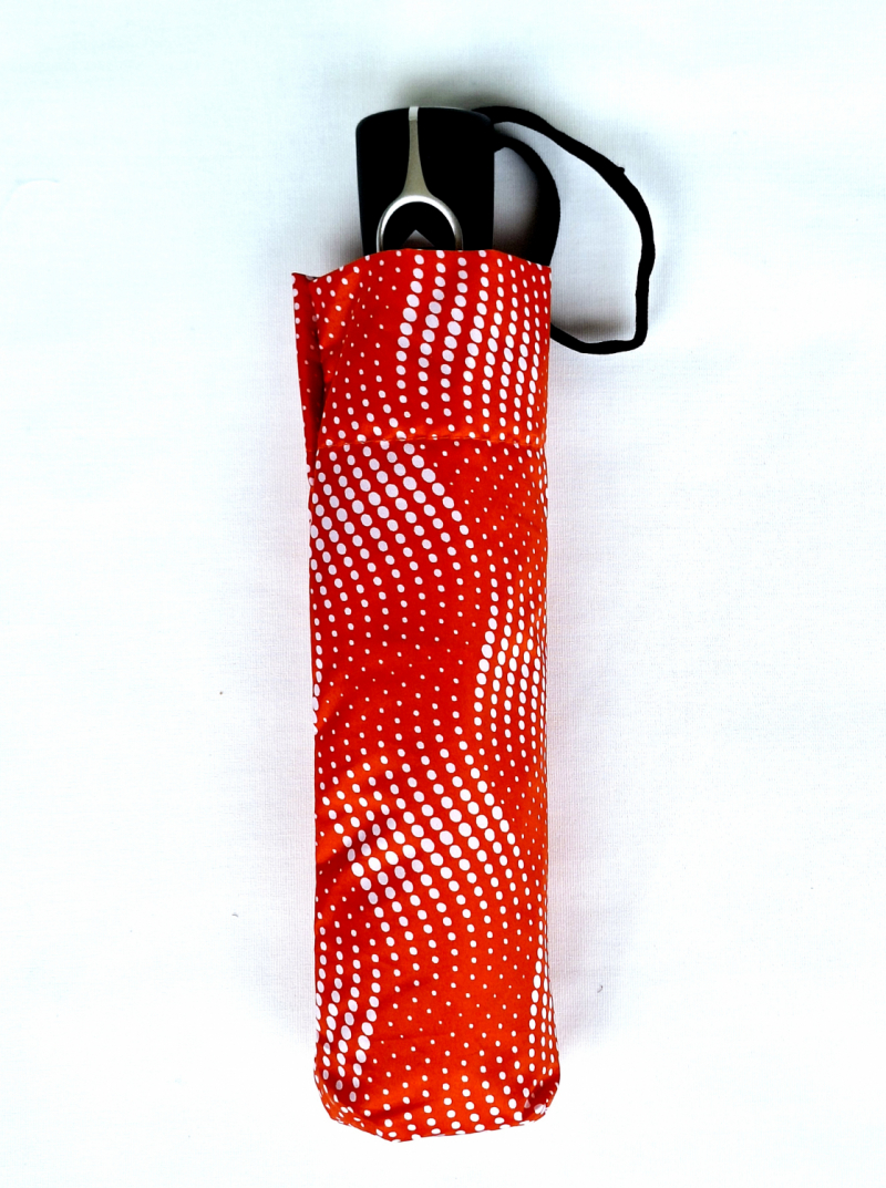 Parapluie pliant mini automatique orange imprimé vague Doppler- Léger & solide