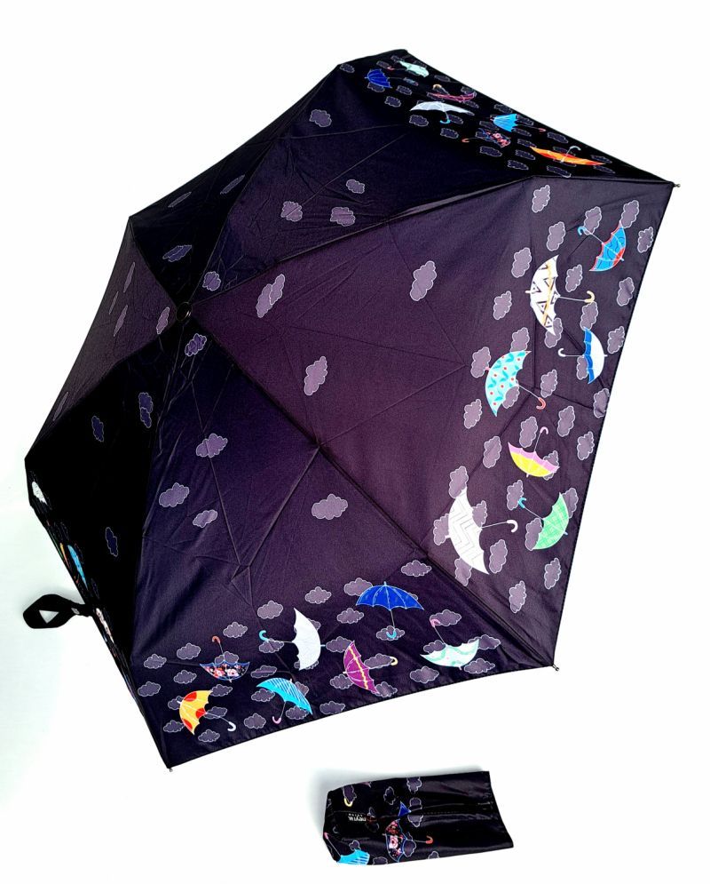  Parapluie micro pliant auto ouvrant fermant noir imprimé parapluies 20cm Neyrat FR - Petit & léger