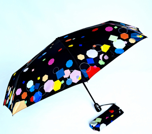  Parapluie micro pliant auto ouvrant fermant noir imprimé polygone colorés 20cm Français - Petit & léger