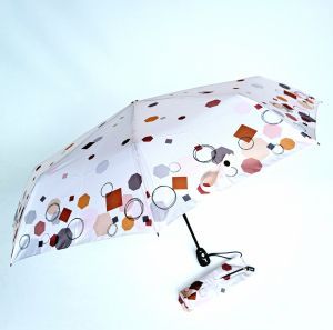 Parapluie pliant automatique ouvrant fermant beige imprimé polygones colorés Neyrat - Léger & solide