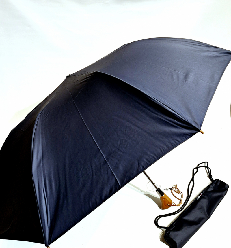 Grand parapluie golf pliant ouvrant fermant bleu marine housse sac à dos Randonneur Piganiol - Large130cm & robuste