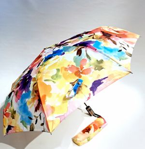 Parapluie mini pliant auto ouvrant fermant imprimé fleurs colorées français - solide & résistant