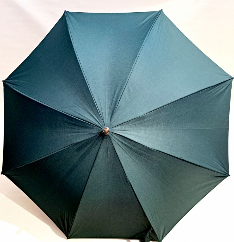 Parapluie Berger grand manuel uni coton vert poignée bois hêtre français - Large 115 diam & élégant