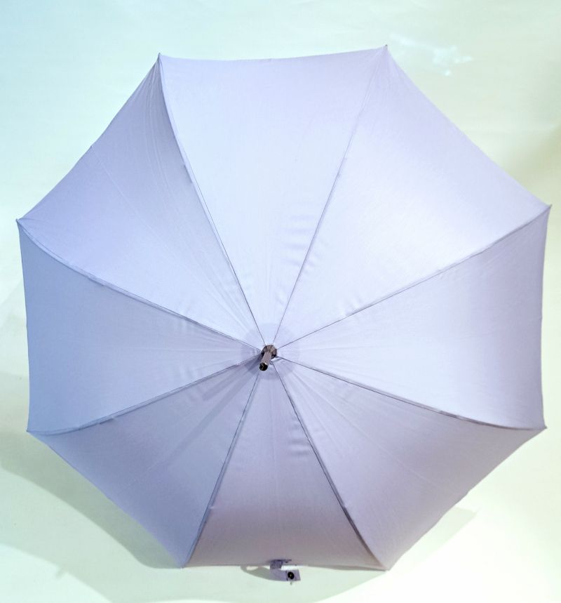 Parapluie long en coton Parme anti uv auto & poignée courbe bois - grande ombrelle anti uv à 98%